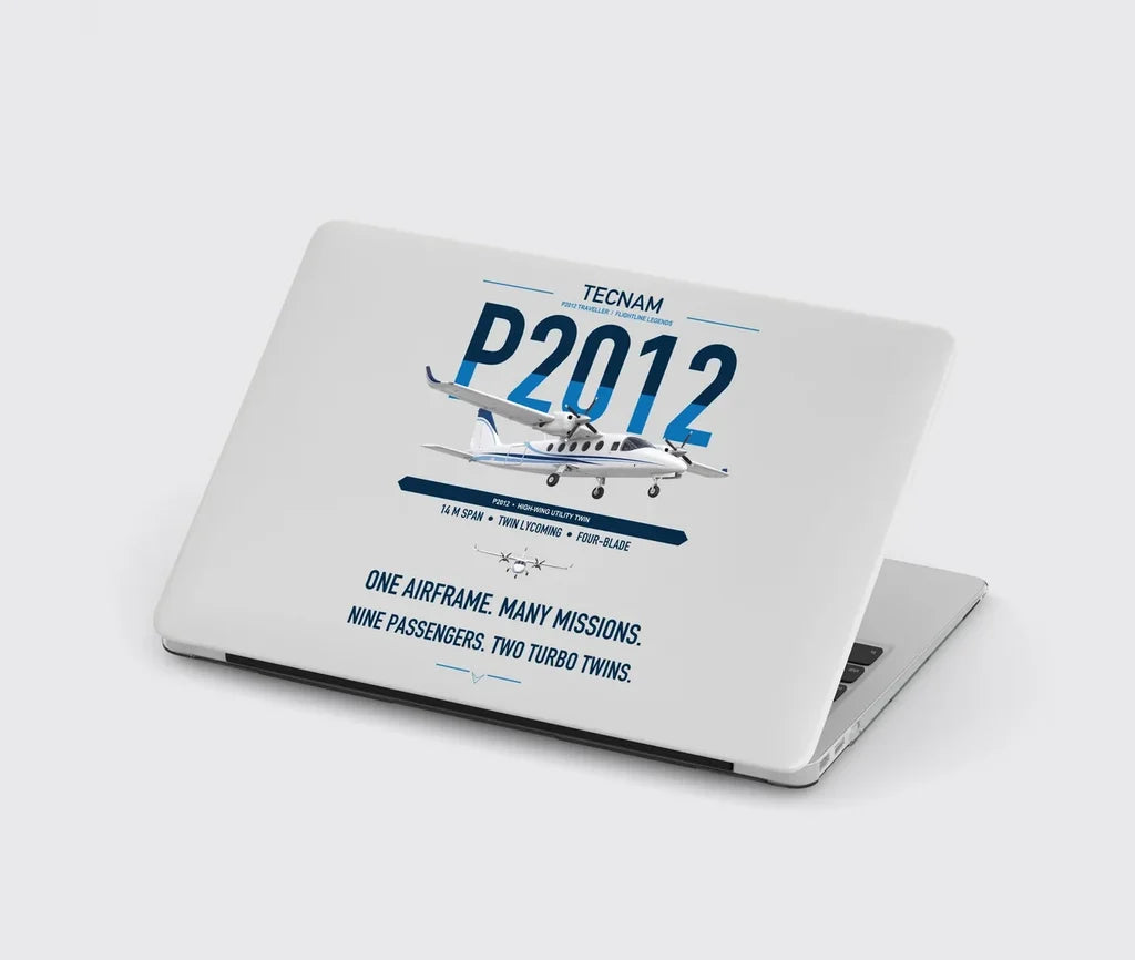 Tecnam P2012 Traveller design on light gray MacBook case