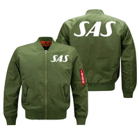 Thumbnail for SAS Airlines aviation design embroidered on green bomber jacket