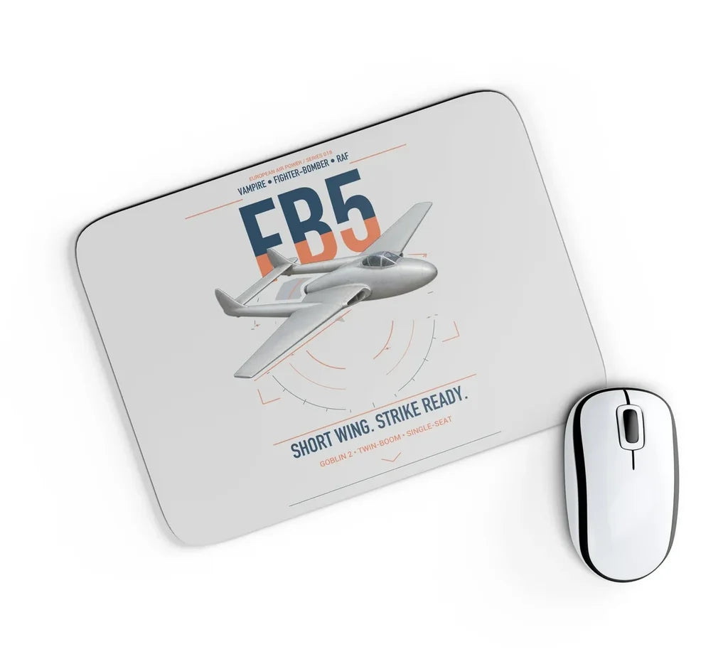 de Havilland Vampire FB5 design on light gray rectangle mouse pad