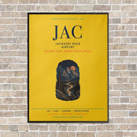 Thumbnail for Jackson Hole Airport JAC vertical canvas print - framed - yellow background