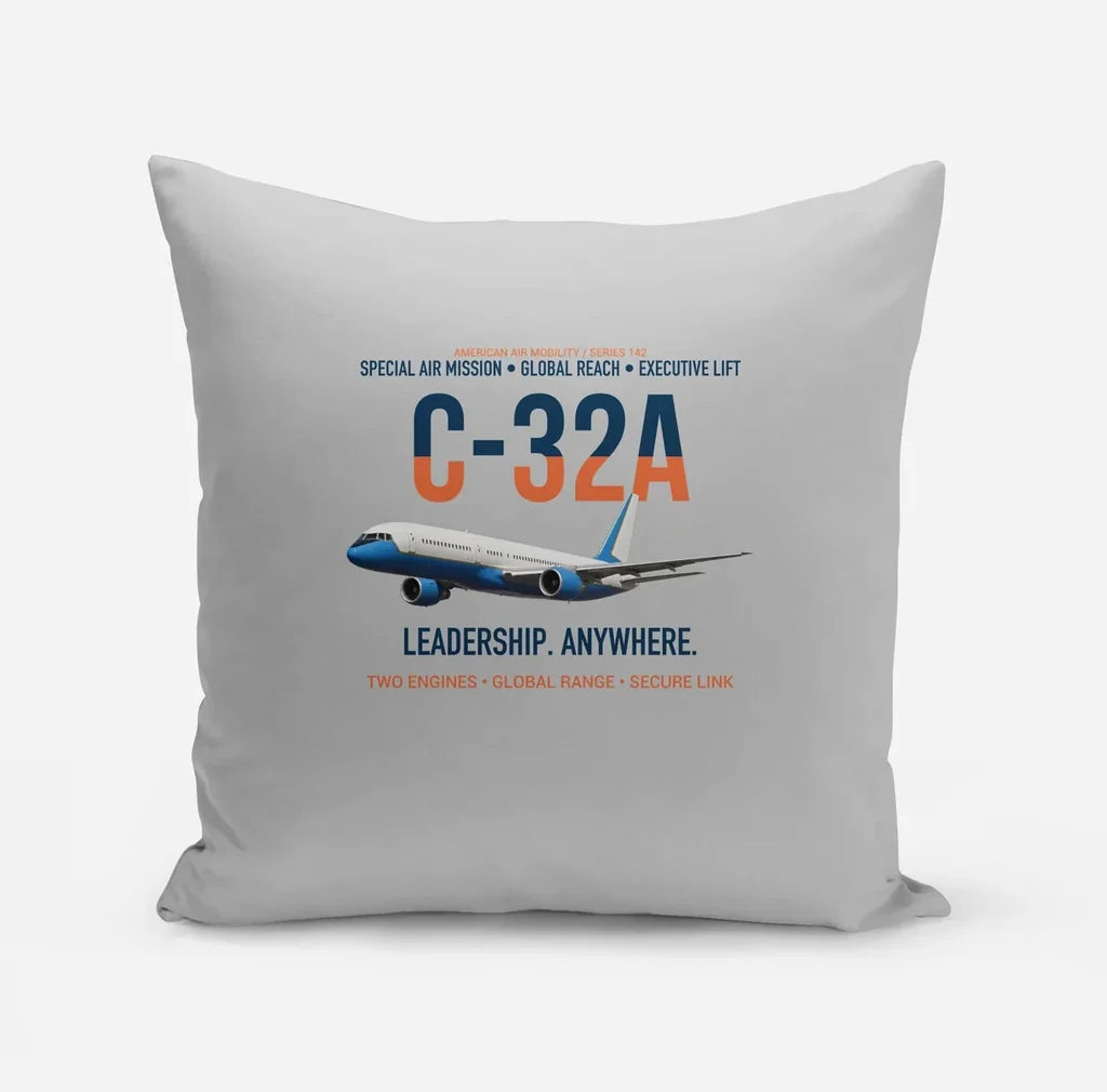 C-32A Air Force Two Global Reach design on light gray pillow