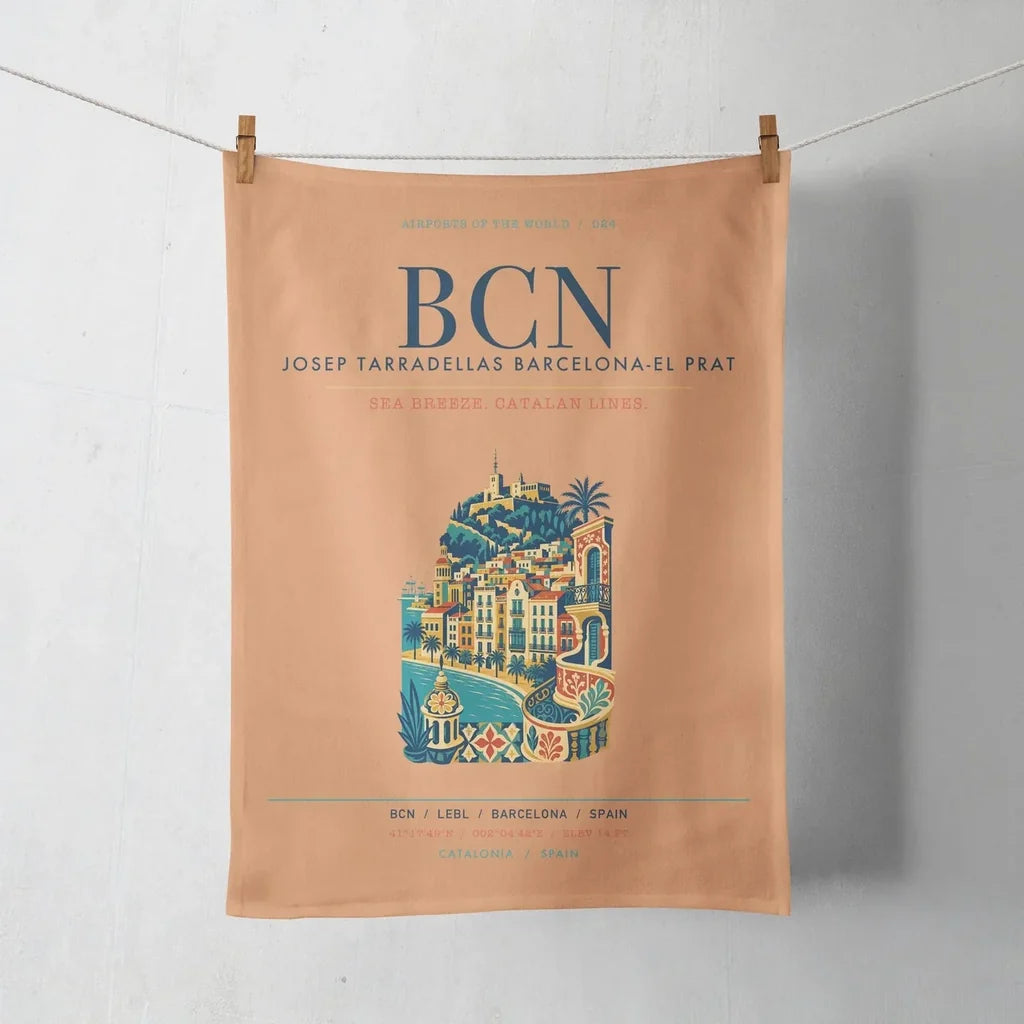 Josep Tarradellas Barcelona-El Prat Airport (BCN) design on orange towel