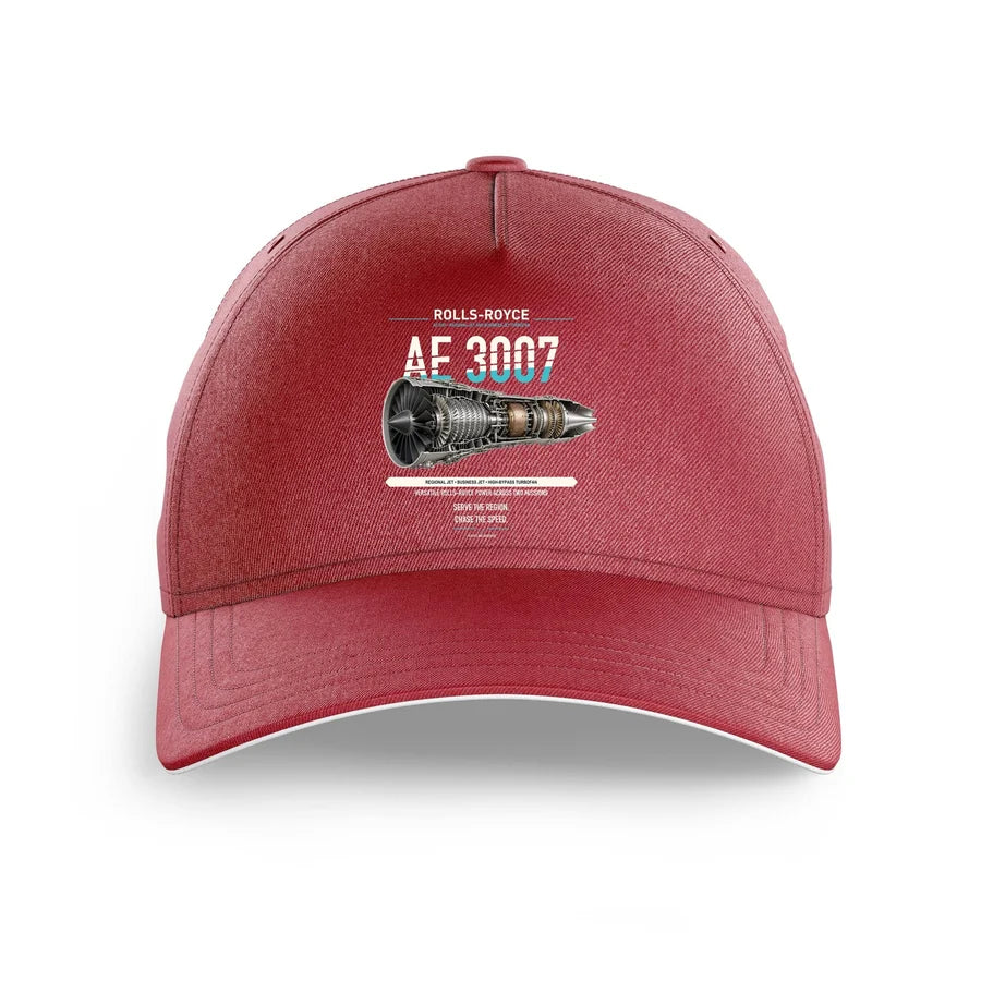 AE 3007 design on dark red printed hat