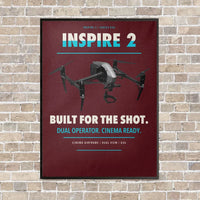 Thumbnail for DJI Inspire 2 vertical canvas print - framed - dark red background