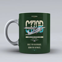 Thumbnail for Cessna 170B design on dark green ceramic mug, double-side print