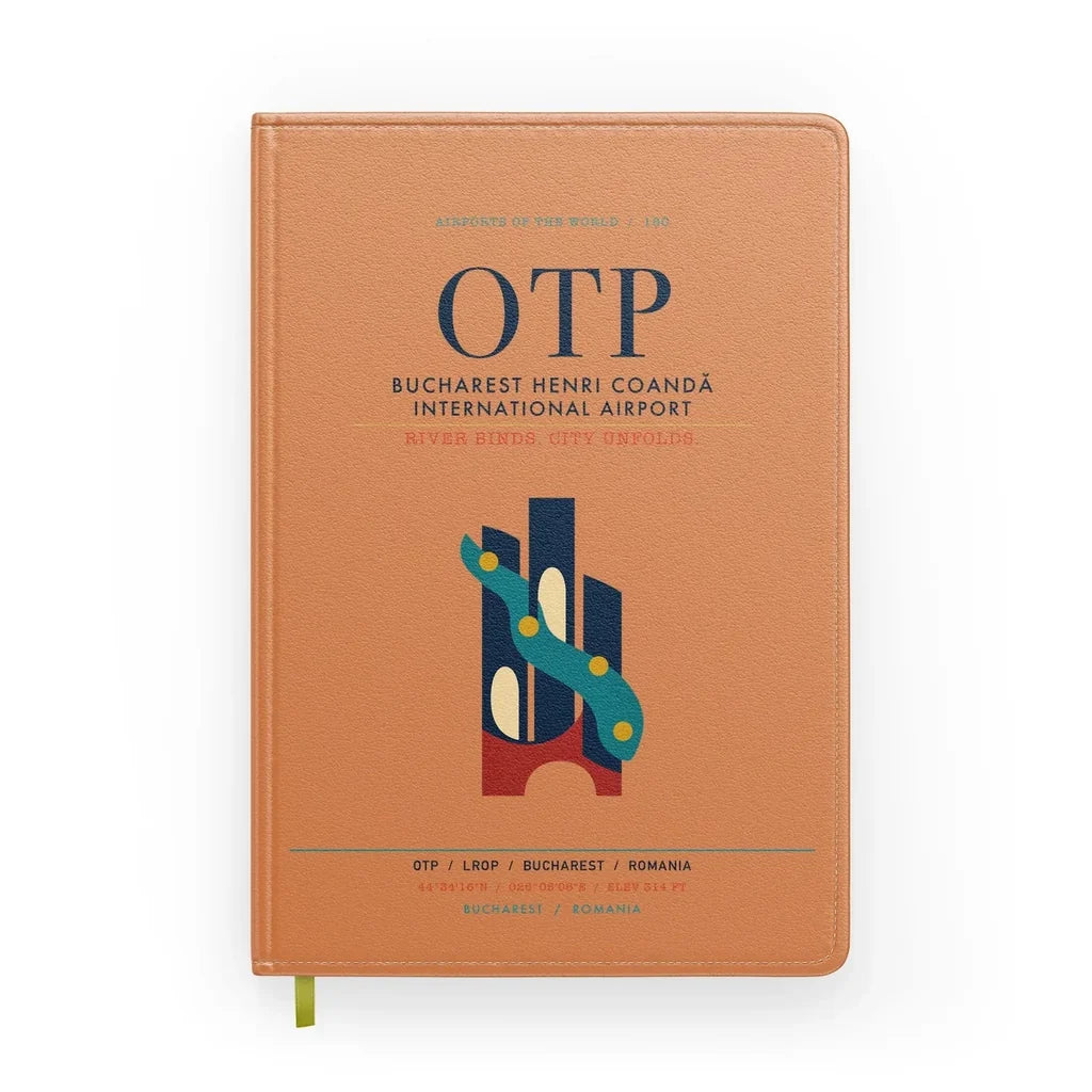 Bucharest Henri Coandă International Airport (OTP) design on orange notebook