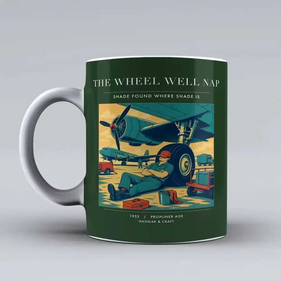 VINTAGE G4267 - The Wheel Well Nap - Ceramic Mug design on darkgreen