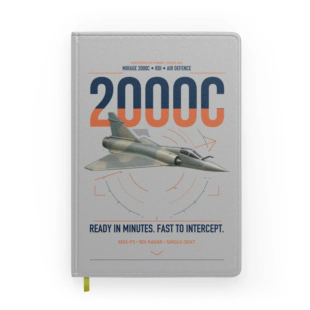 Dassault Mirage 2000C RDI design on light gray notebook