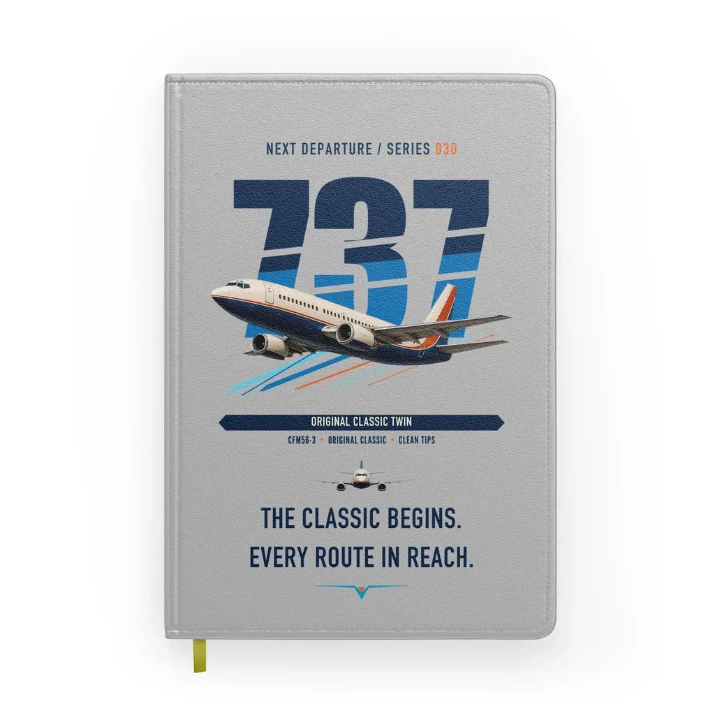 Boeing 737-300 Classic design on light gray notebook
