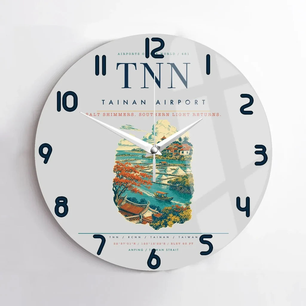 Tainan Airport (TNN) design on light gray no frame wall clock