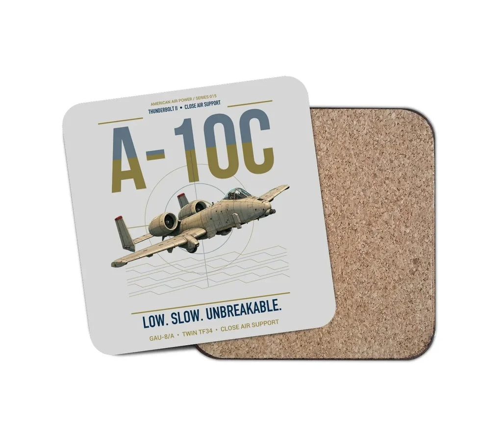 A-10C Thunderbolt II design on light gray 1 piece coaster