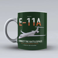 Thumbnail for E-11A BACN design on dark green ceramic mug, double-side print