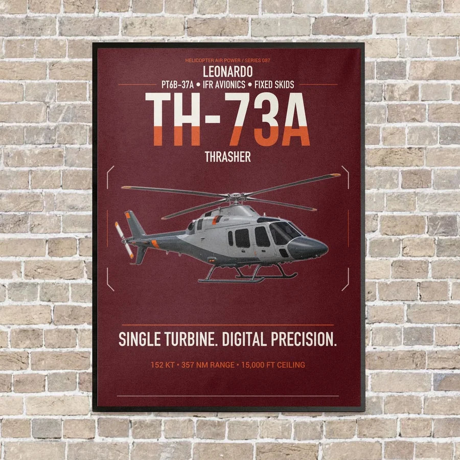 Leonardo TH-73A Thrasher vertical canvas print - framed - dark red background