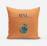 Thumbnail for Manila Ninoy Aquino International Airport (MNL) design on orange pillow