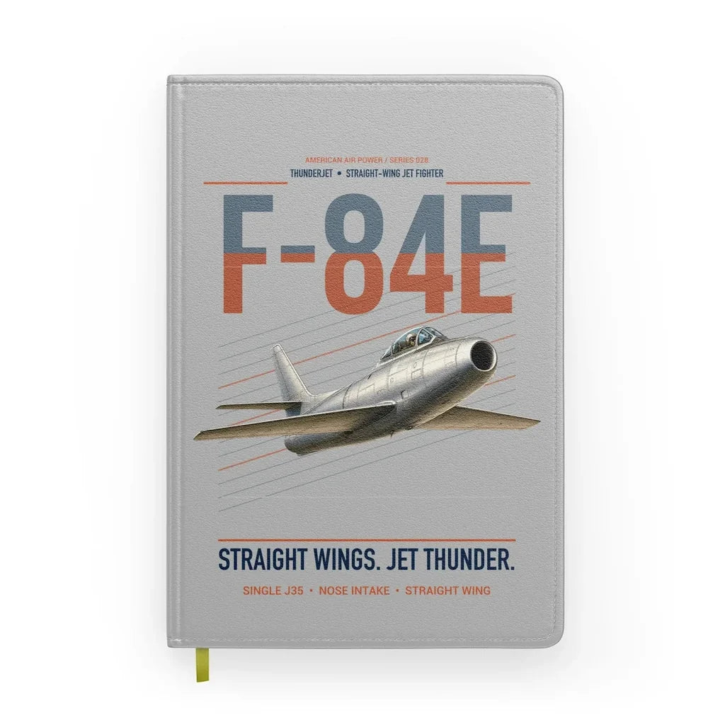 F-84E Thunderjet design on light gray notebook