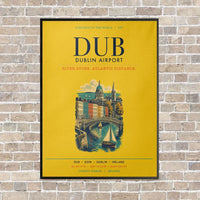 Thumbnail for Dublin Airport DUB vertical canvas print - framed - yellow background