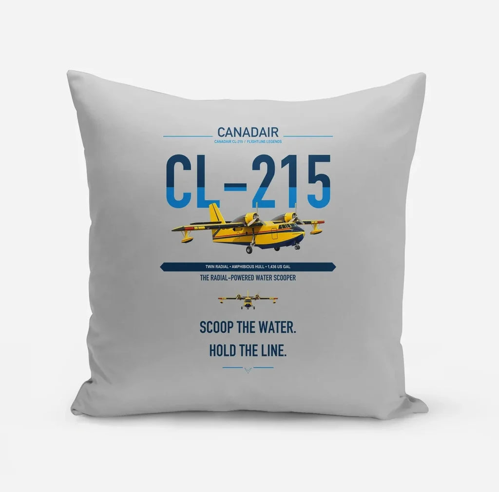 Canadair CL-215 design on light gray pillow