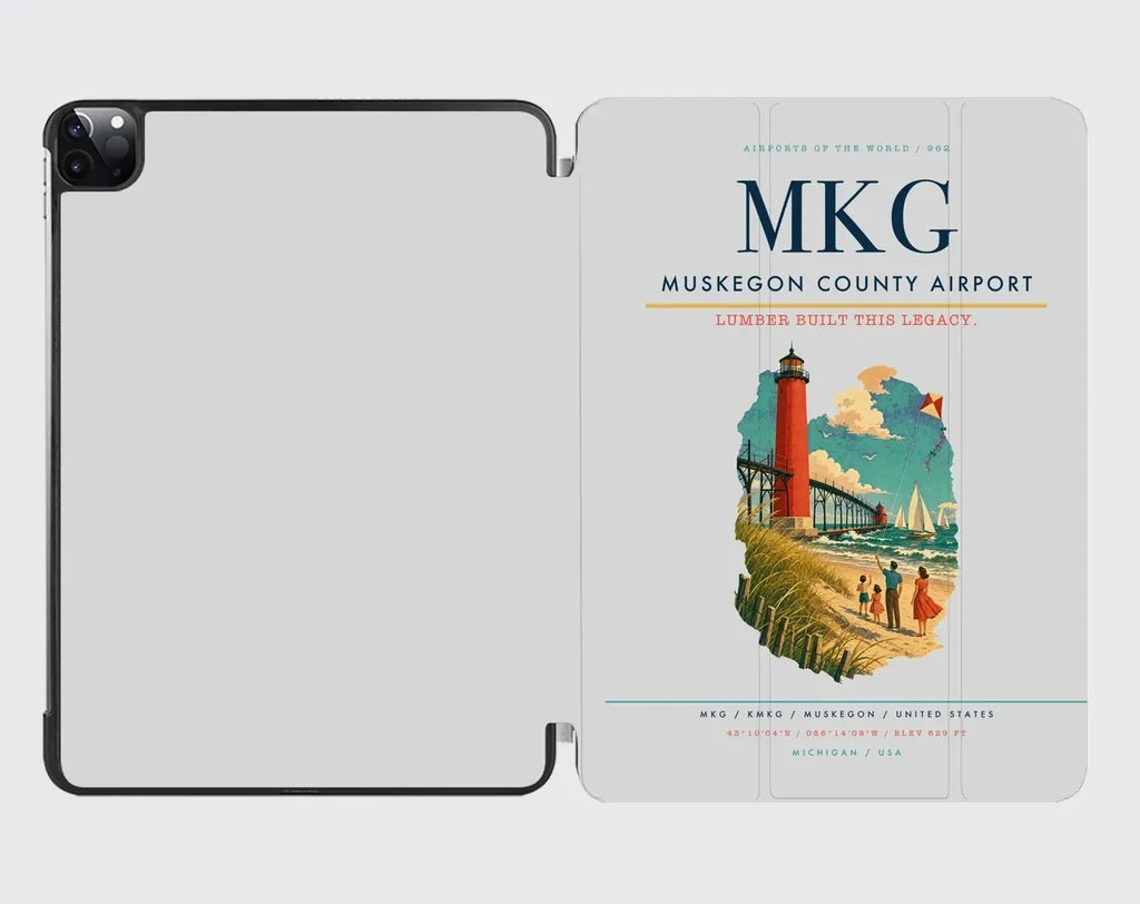 Muskegon County Airport (MKG) design on light gray ipad tablet case