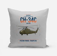 Thumbnail for Sikorsky CH-34C Choctaw design on light gray pillow