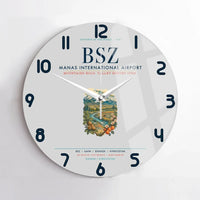 Thumbnail for Manas International Airport Bishkek (BSZ) design on light gray no frame wall clock