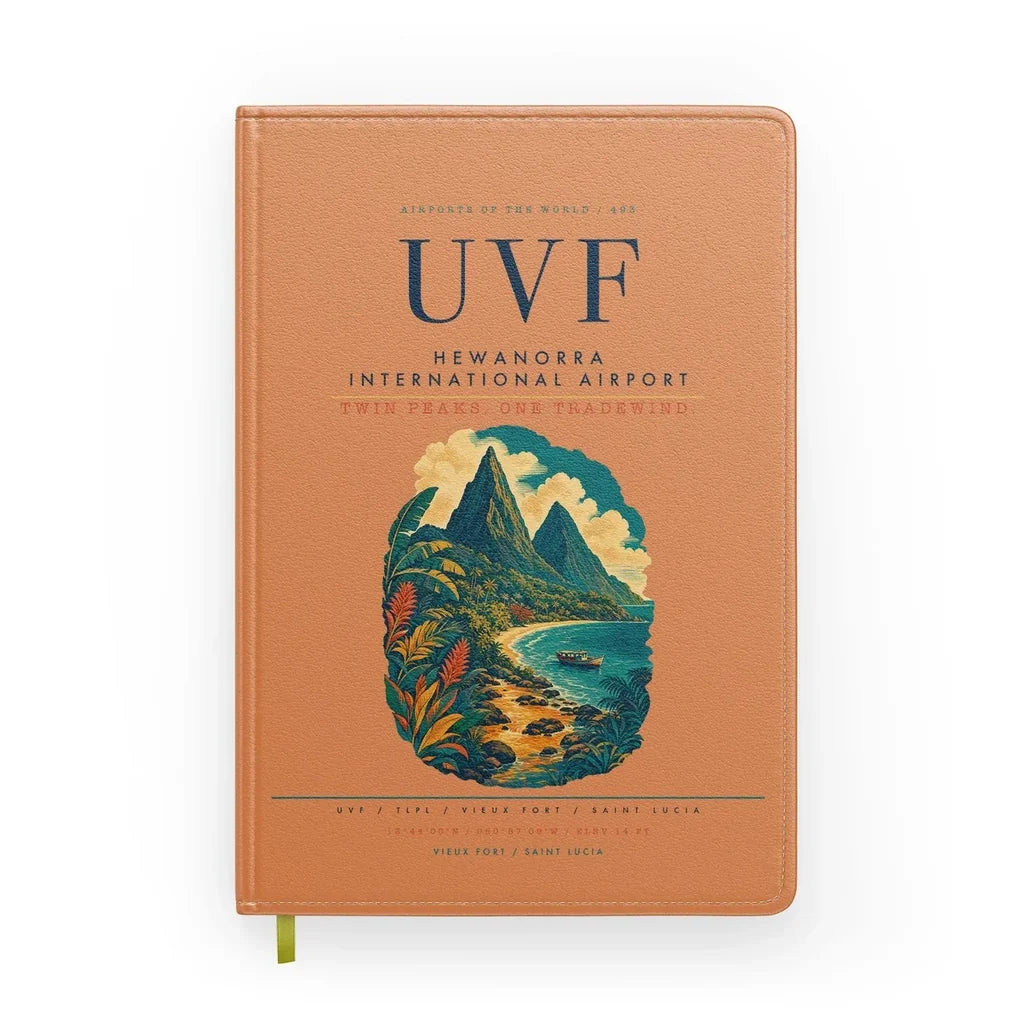 Hewanorra International Airport (UVF) design on orange notebook