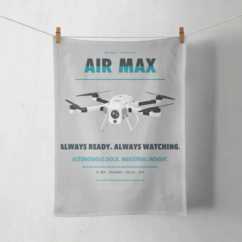 Percepto Air Max design on light gray towel