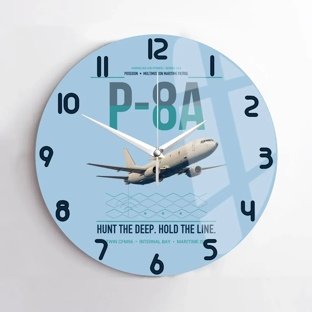 P-8A Poseidon design on light blue no frame wall clock