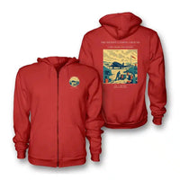 Thumbnail for VINTAGE G4517 - The Desert Landing Ground - Premium Zipped Hoodie design on red