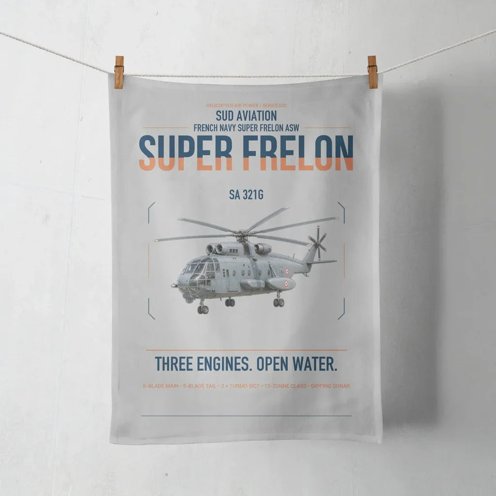 Sud Aviation SA 321G Super Frelon design on light gray towel