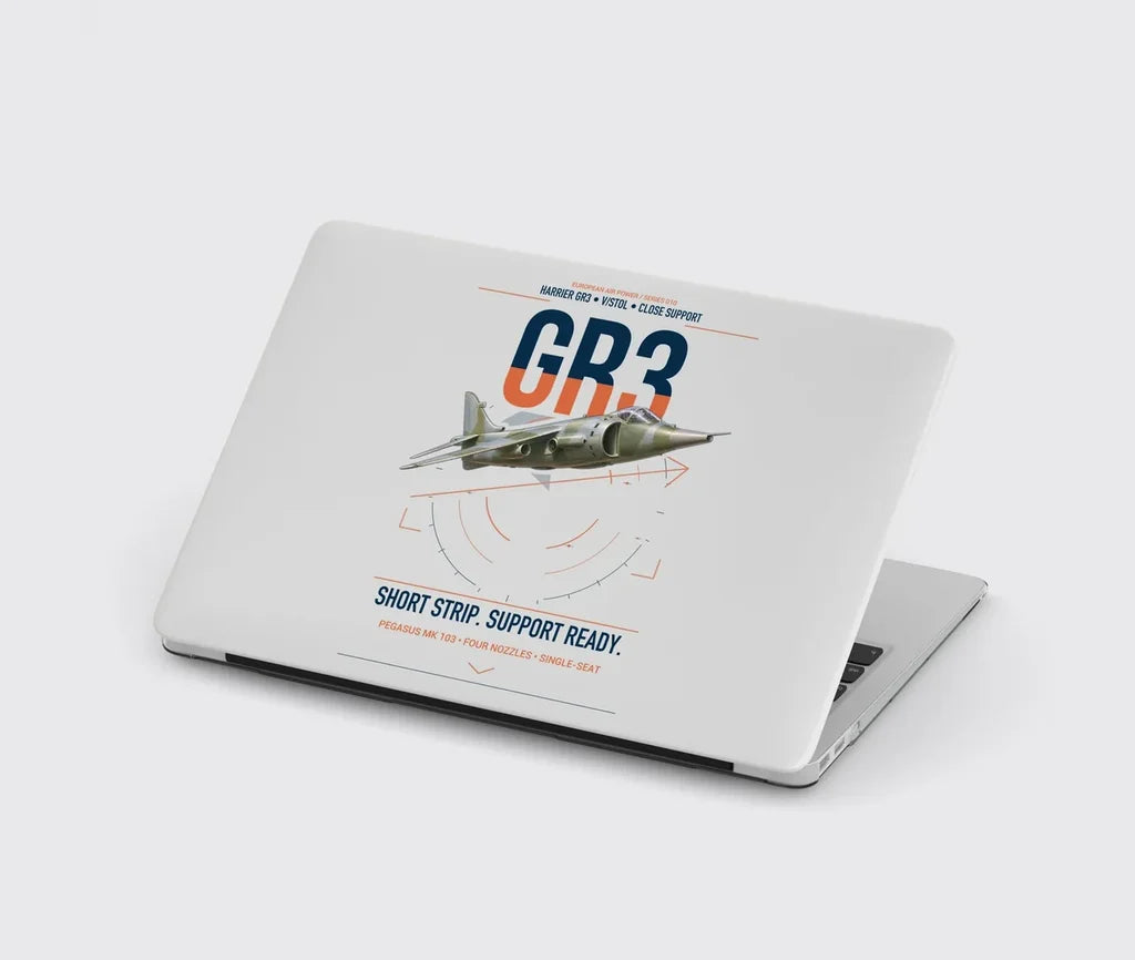 Hawker Siddeley Harrier GR3 design on light gray MacBook case