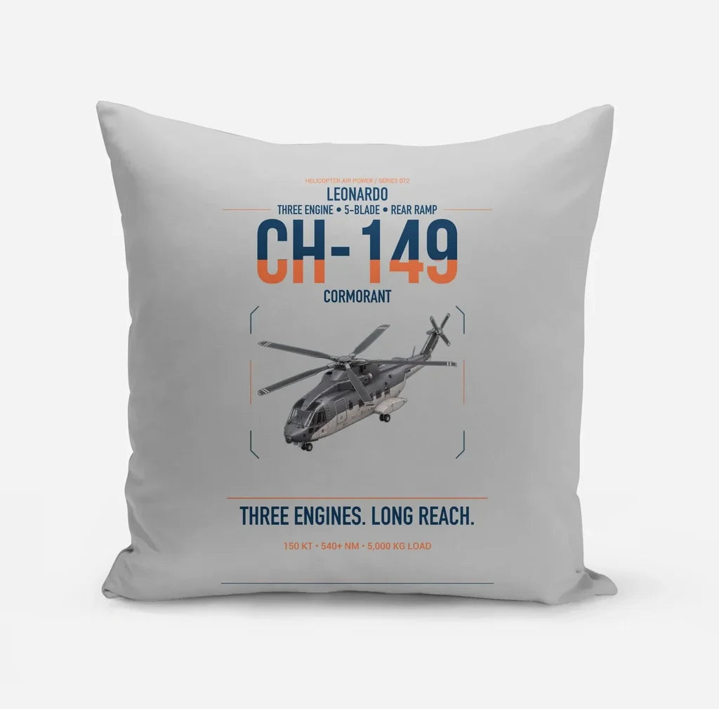 Leonardo CH-149 Cormorant design on light gray pillow