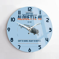 Thumbnail for Aérospatiale SA 316B Alouette III design on light blue no frame wall clock