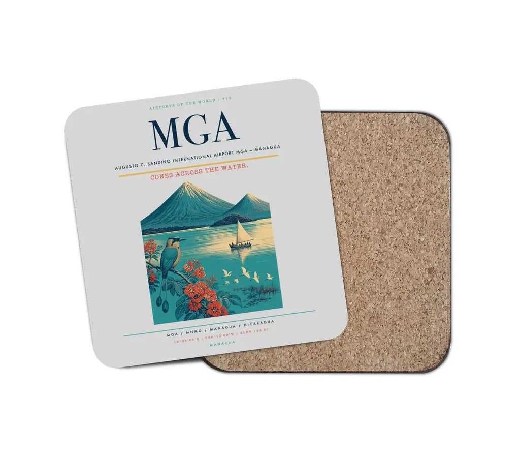 Augusto C. Sandino International Airport (MGA) design on light gray 1 piece coaster