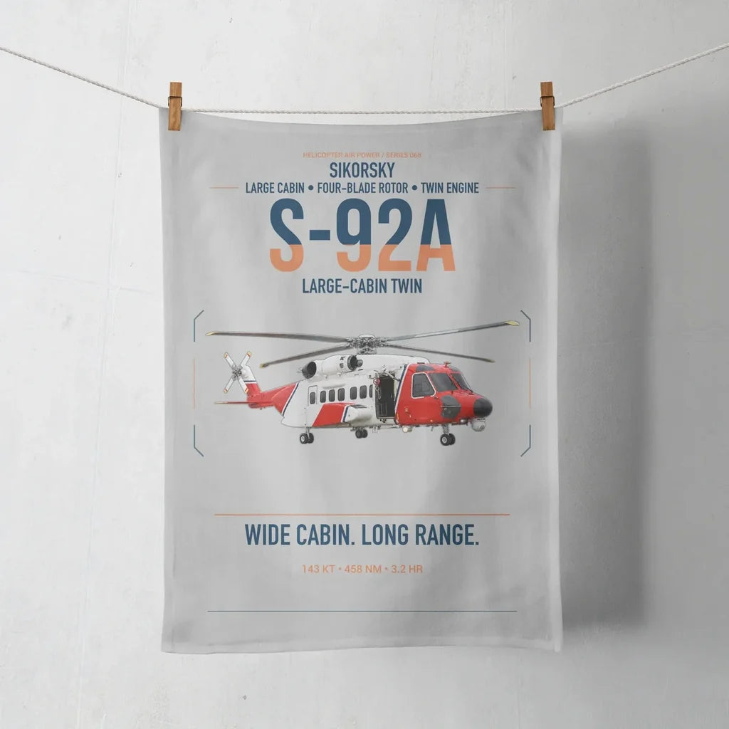 Sikorsky S-92A design on light gray towel