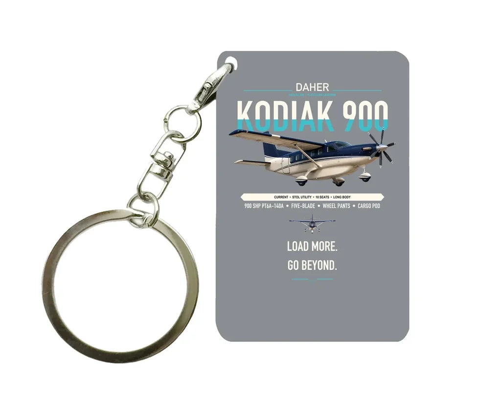 Daher Kodiak 900 design on gray designed key chain, double-side print