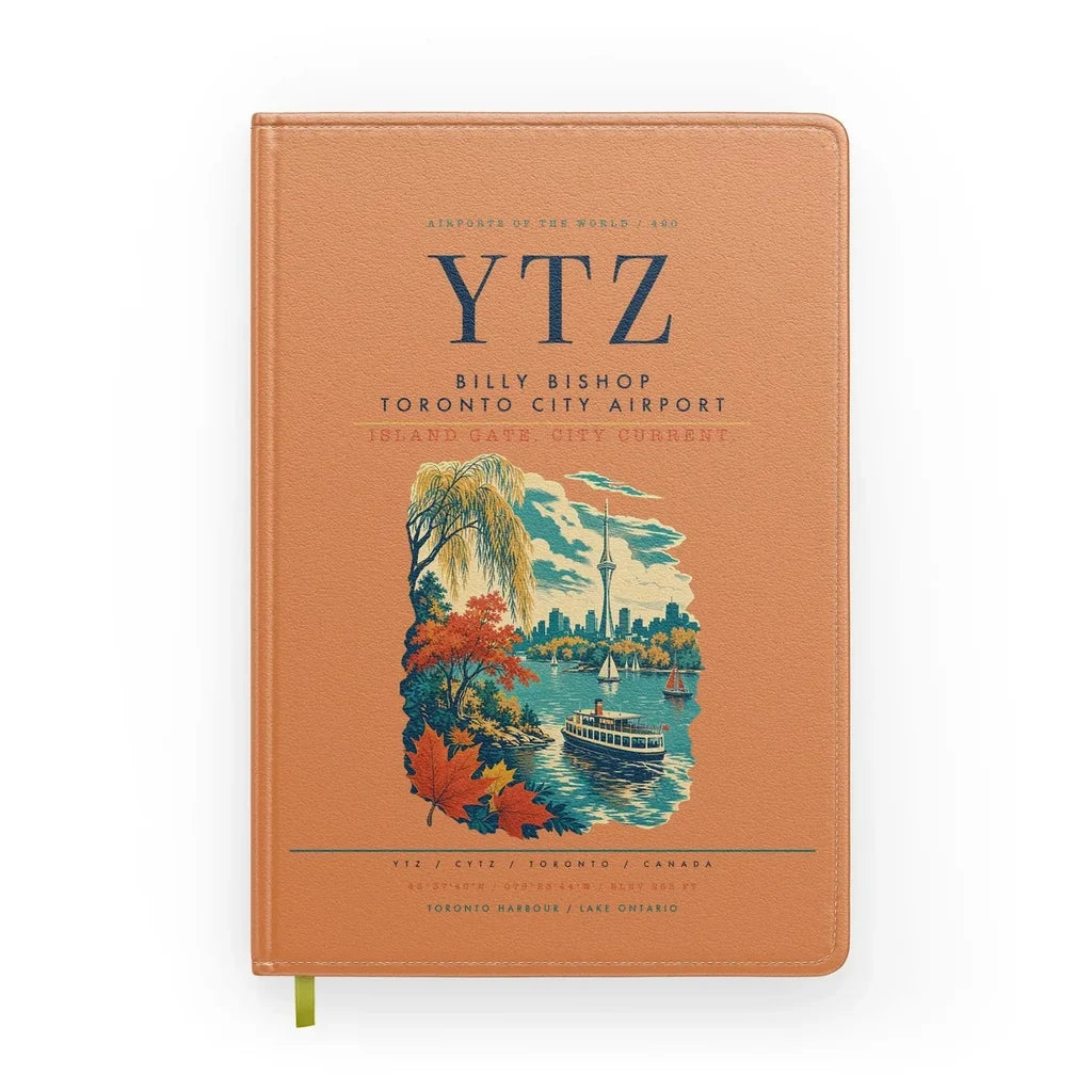 Billy Bishop Toronto City Airport (YTZ) design on orange notebook