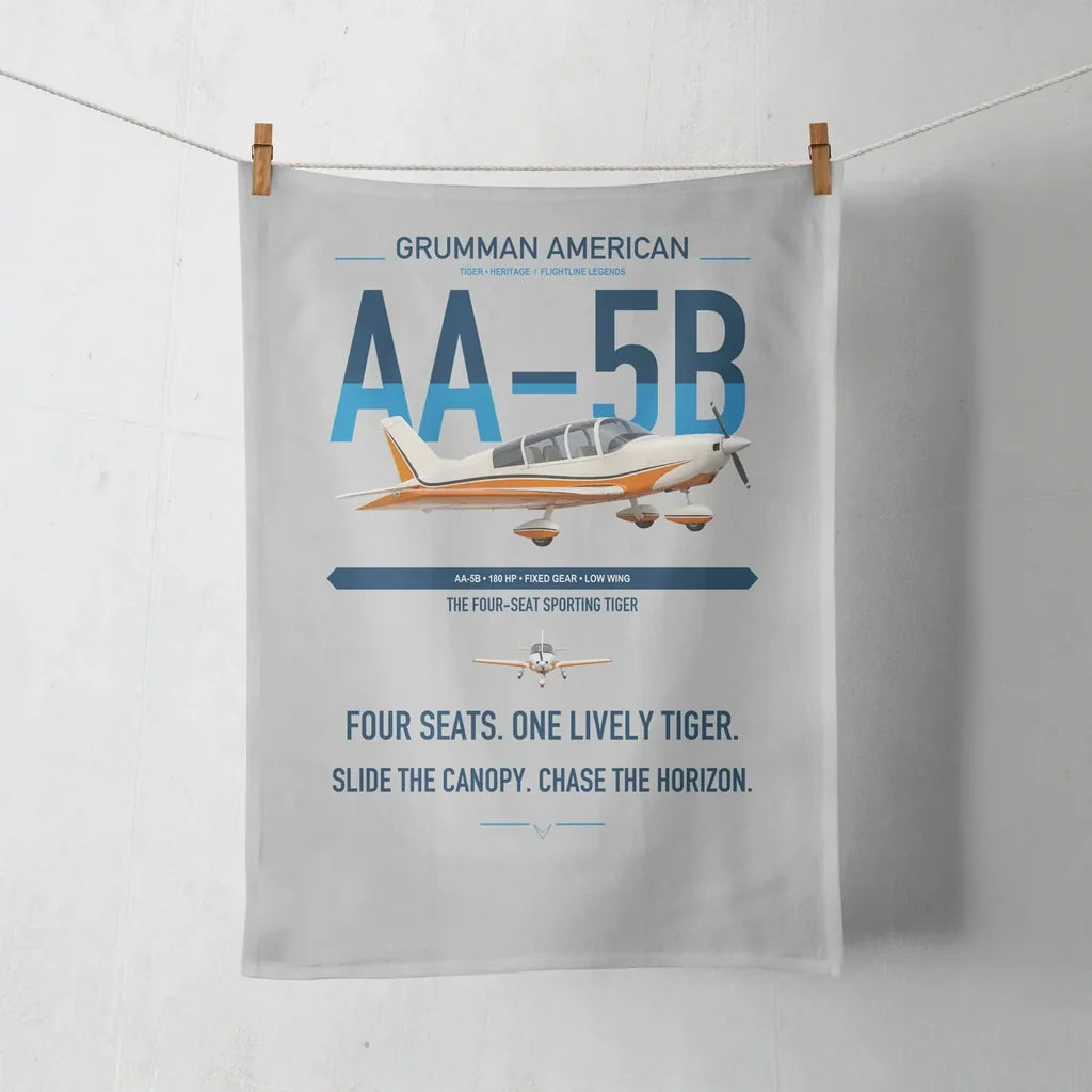 Grumman American AA-5B Tiger design on light gray towel