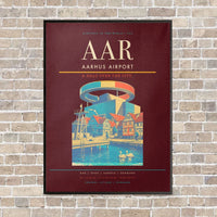 Thumbnail for Aarhus Airport AAR - Canvas Framed - Dark Red