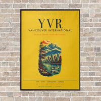 Thumbnail for Vancouver International Airport YVR vertical canvas print - framed - yellow background