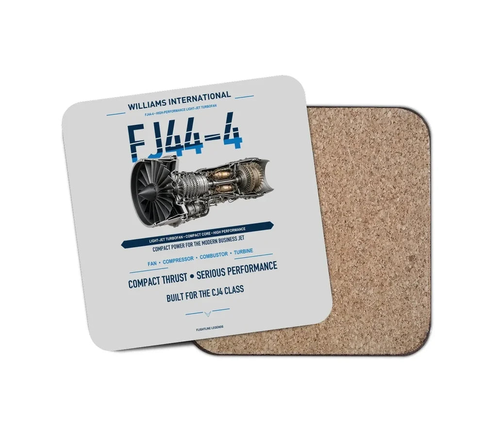 FJ44-4 design on light gray 1 piece coaster