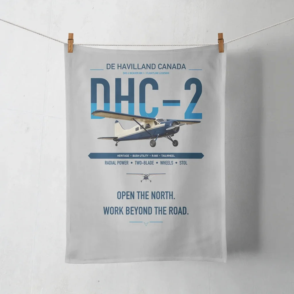 DHC-2 Beaver Mk I design on light gray towel