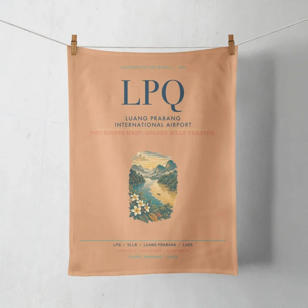 Luang Prabang International Airport (LPQ) design on orange towel