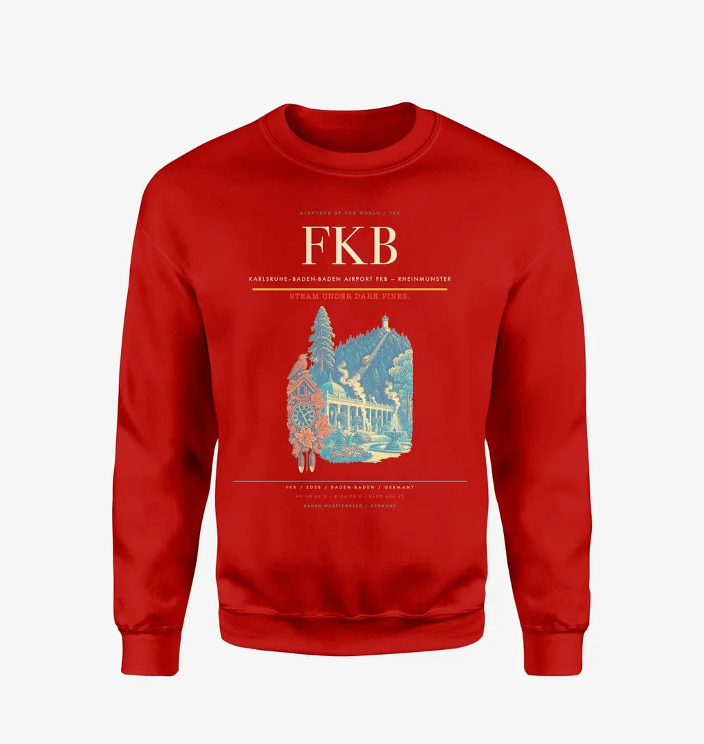 Karlsruhe–Baden-Baden Airport (FKB) design on red sweatshirt