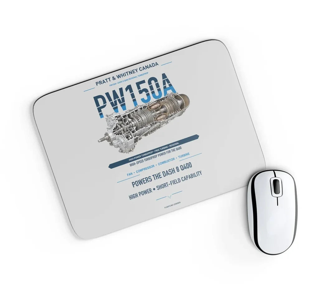 PW150A design on light gray rectangle mouse pad