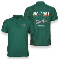 Thumbnail for WC-130J Hurricane Hunter design on green double-side polo t-shirt, double-side print
