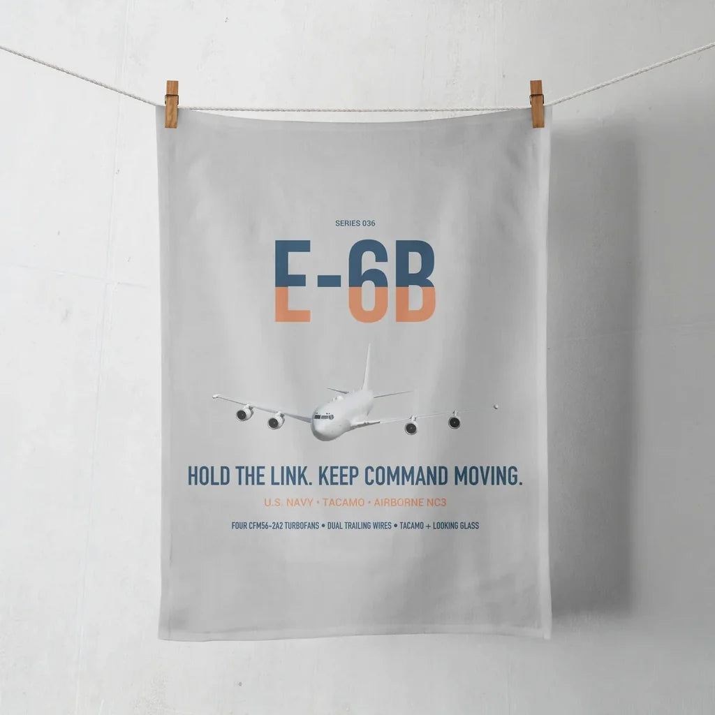 E-6B Mercury design on light gray towel