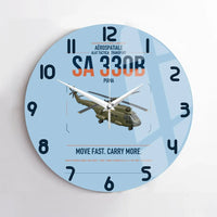Thumbnail for Aérospatiale SA 330B Puma design on light blue no frame wall clock