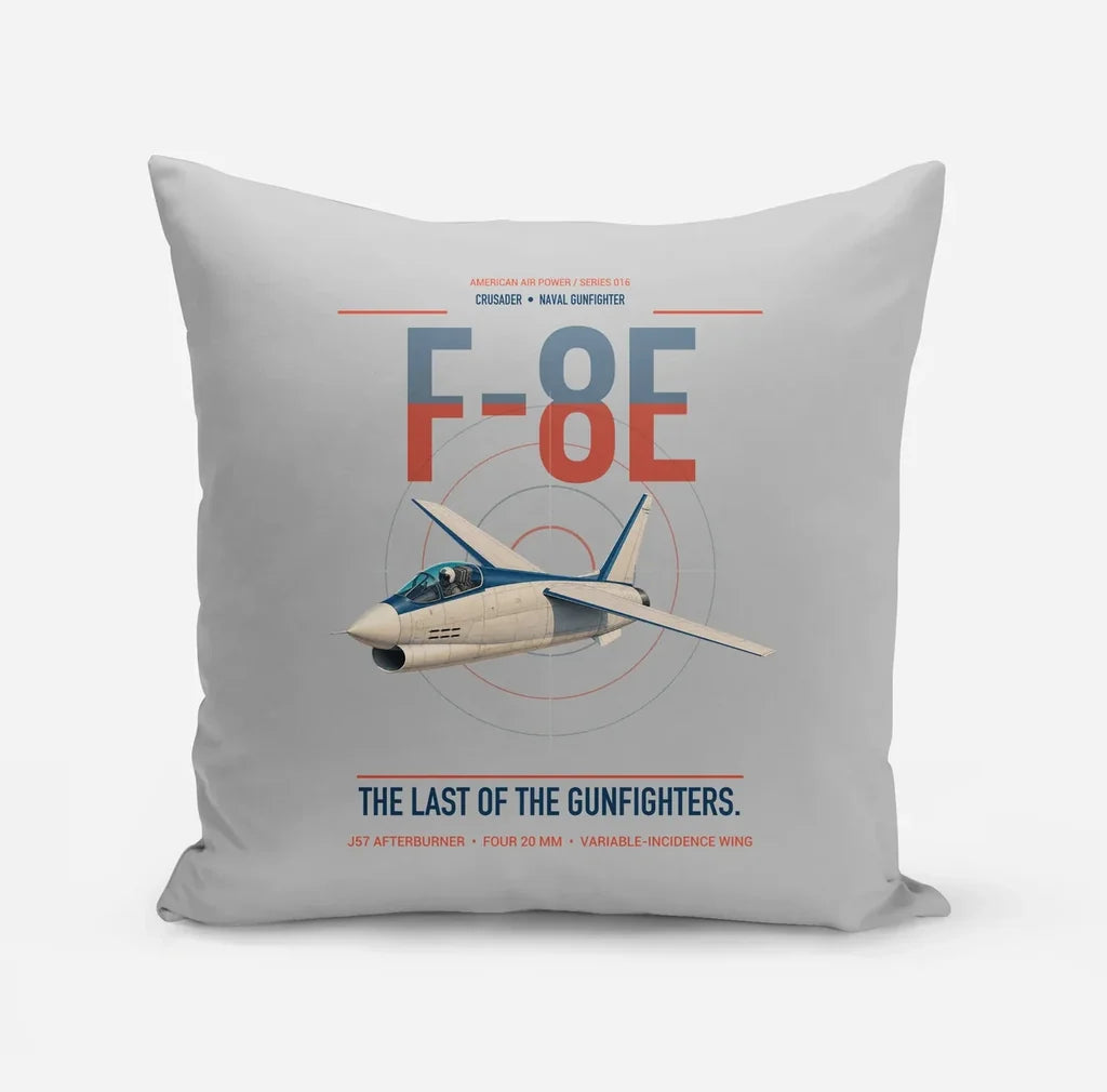 F-8E Crusader design on light gray pillow