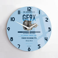 Thumbnail for GE9X design on light blue no frame wall clock