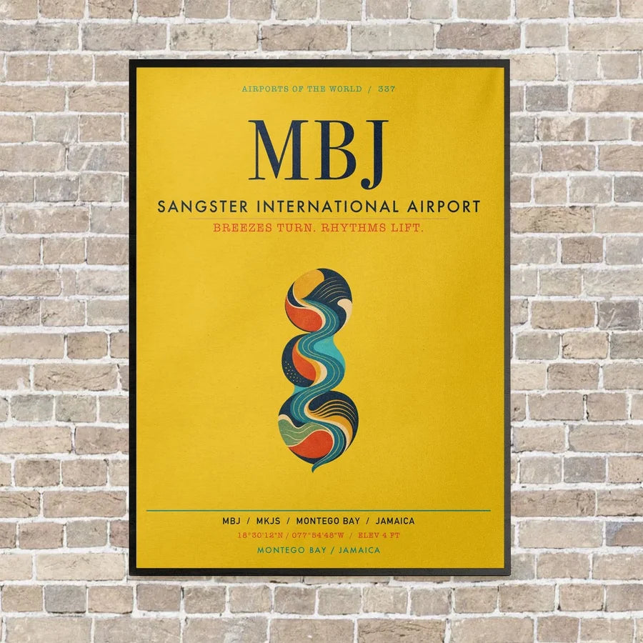Sangster International Airport MBJ vertical canvas print - framed - yellow background